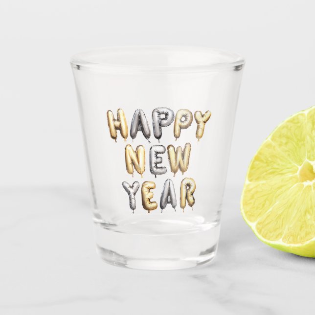 Verre A Shot Gold Grey Happy New Year (Devant)