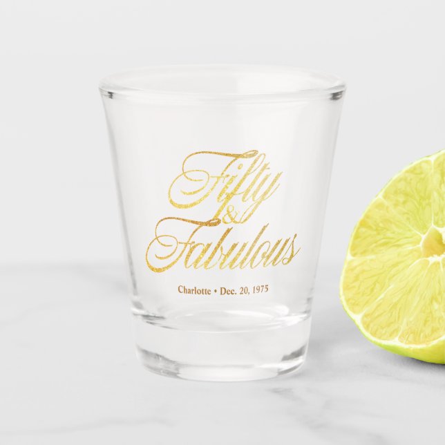 Verre A Shot Gold Parties scintillant 50 et Fabulous Modern 50e (Devant)