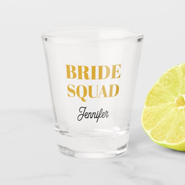 Verre A Shot Golden Yellow Wedding Bride Squad Personalized (Devant)