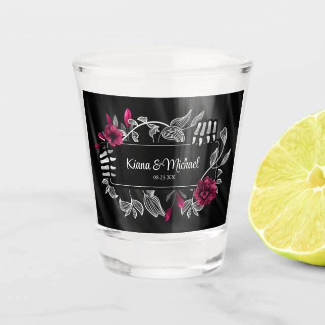 Verre A Shot Gothique Hallomariage Skeletal Mains Bourgogne ID8 (Devant)