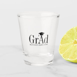 Verre A Shot Grad Black Typographie Casquette de graduation