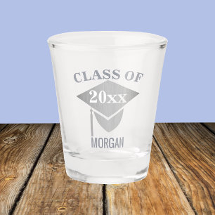 Verre A Shot Graduation Chic Silver Mortarboard Réunion