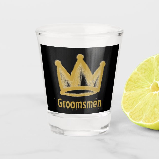 Verre A Shot Graffiti or couronne grooms cadeau (Devant)