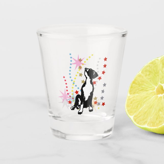 Verre A Shot Grand Chiot Danois avec étoiles (Devant)