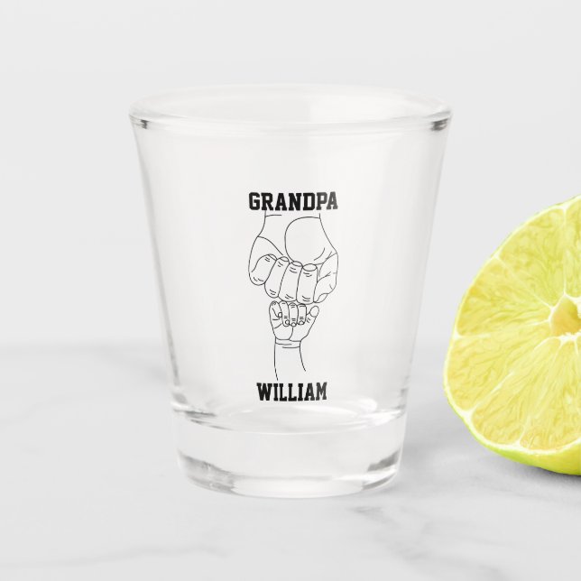 Verre A Shot Grand-père personnalisé grand-enfant cadeau 4 gran (Devant)
