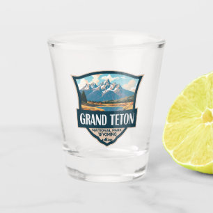 Verre A Shot Grand Teton National Park Illustration Retro