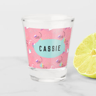 Verre A Shot Graphiques Fun Rose des années 1990 Throwback pers