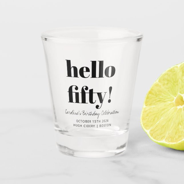 Verre A Shot Gras noir et blanc moderne 50e anniversaire Person (Devant)