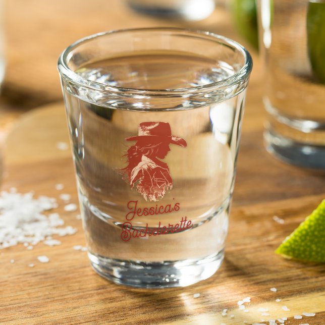 Verre A Shot Gras Retro Western Cowgirl Bachelorte (Créateur téléchargé)