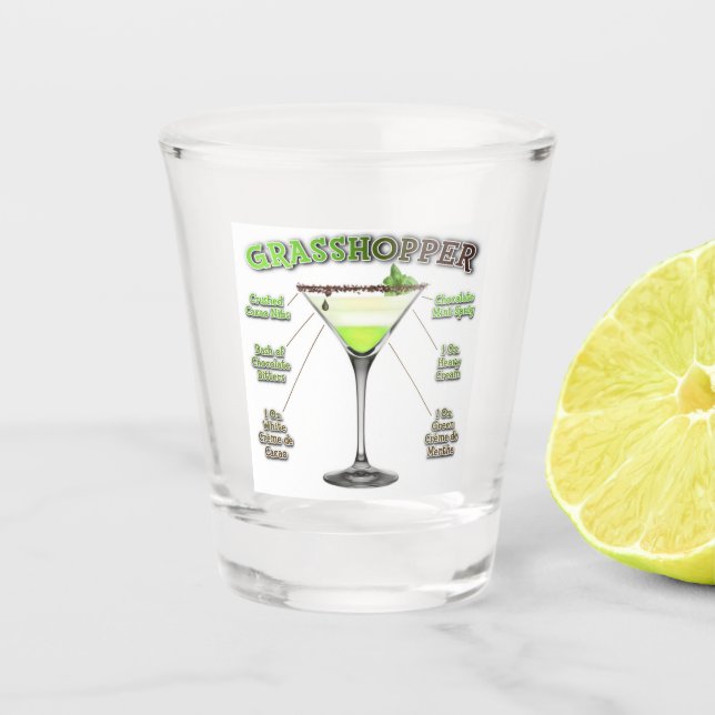 Verre A Shot GRASSHOPPER Cocktail Recette Art    (Devant)