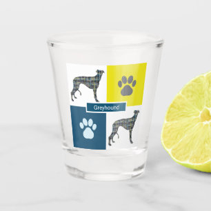 Verre A Shot Grille Y&B Greyhound / Lurcher Chien Silhouette &