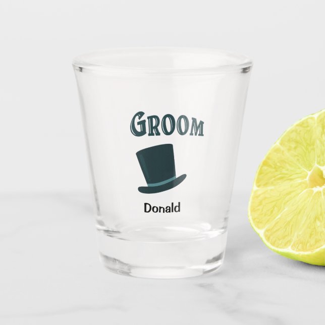 Verre A Shot GROOM Nom personnalisé Bière à chapeau supérieur (Devant)