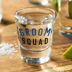 Verre A Shot Groom Squad Moderne Bachelor Groomsman Design