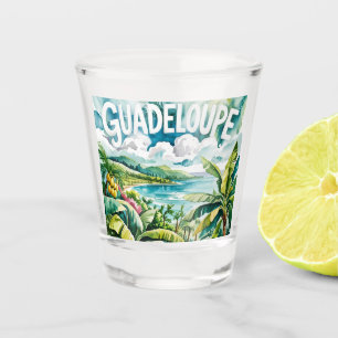 Verre A Shot Guadeloupe Tropicale Paysage Caraïbes Aquarelle