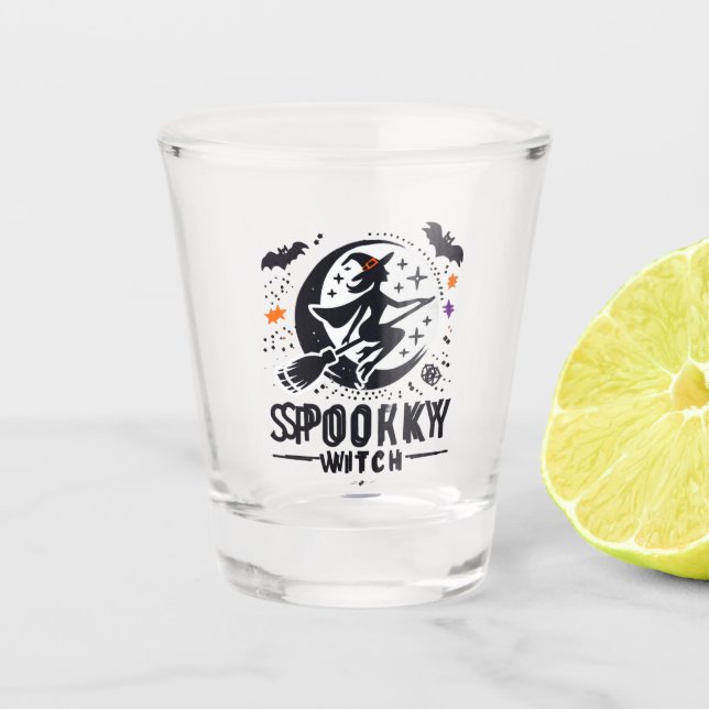 Verre A Shot Halloween Conception de sorcière Éffrayante - Vol  (Devant)