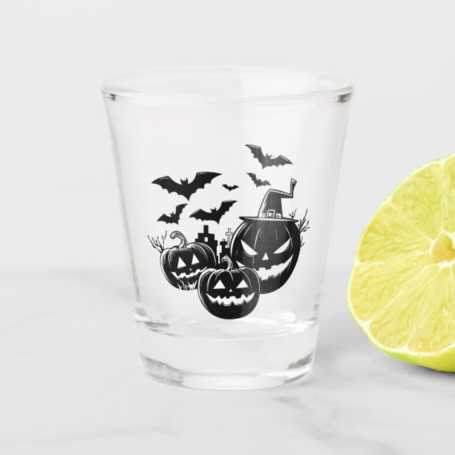 Verre A Shot Halloween in black and white (Devant)