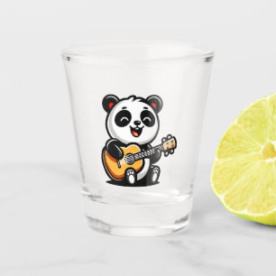 Verre A Shot Happy Panda Guitarist - Cute Acoustic Music Design