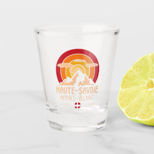 Verre A Shot Haute-Savoie France Retro Sunset Ski Souvenirs