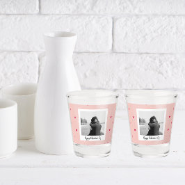 Verre A Shot Heureuse Sainte-Valentin | Coeur rose et rouge | C