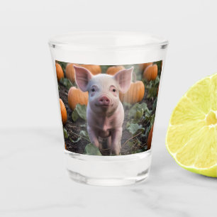 Verre A Shot Heureux Comme Un Cochon Bébé Dans Un Patch Citroui