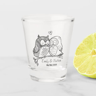 Verre A Shot Hiboux doux dans les couples faits sur commande
