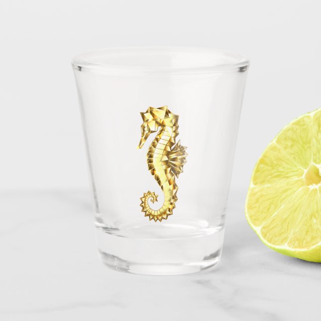 Verre A Shot Hippocampe Polygonal Or (Devant)