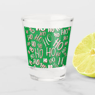 Verre A Shot HO HO HO motif de texte de Noël blanc vert rouge