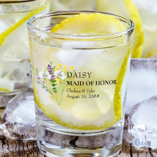 Verre A Shot Homme d'honneur Fleur sauvage Meadow Mariage Perso