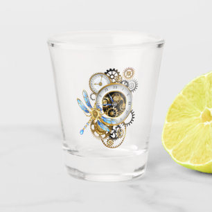 Verre A Shot Horloge à vapeur avec libellule mécanique