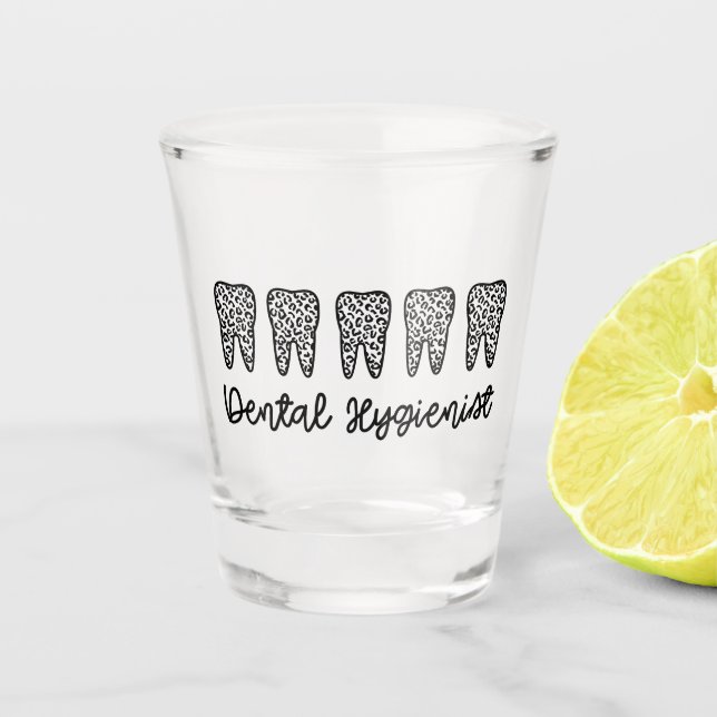 Verre A Shot Hygiéniste dentaire | RDH Dentist Léopard dents ca (Devant)