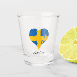 Verre A Shot I Heart Suède Drapeau suédois