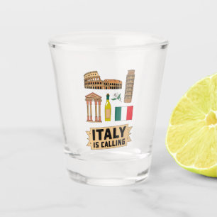 Verre A Shot Icônes Symboliques Nationales Italie Voyage Rétro