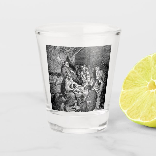 Verre A Shot Illustrated Christmas Nativity Scene (Devant)