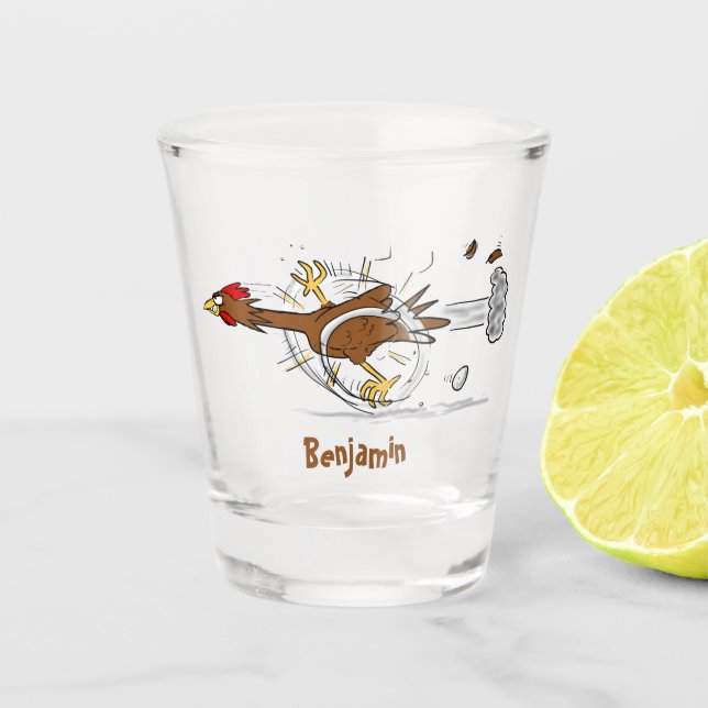 Verre A Shot Illustration amusante de poulet cool (Devant)