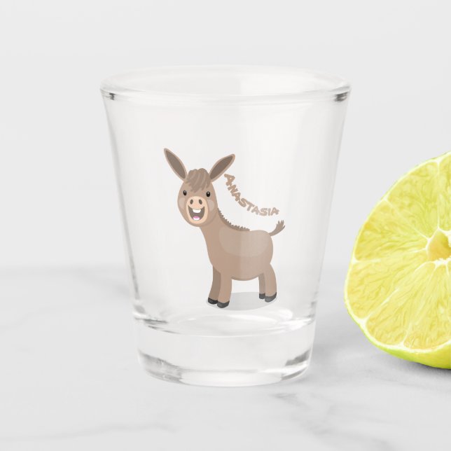 Verre A Shot Illustration d'âne miniature joyeux (Devant)
