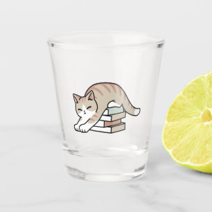 Verre A Shot Illustration de chat Lover - Curled Up & Cosy
