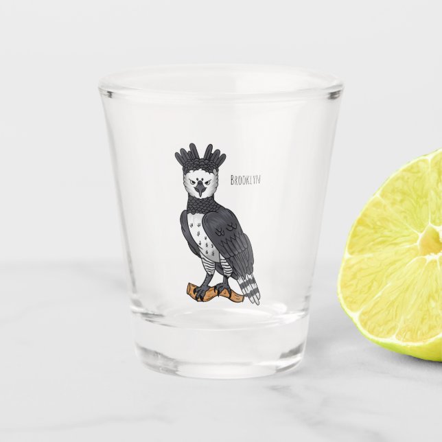 Verre A Shot Illustration de dessin animé d'aigle harpie (Devant)