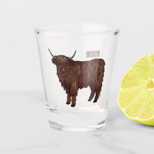 Verre A Shot Illustration de dessin animé de vache des Highland