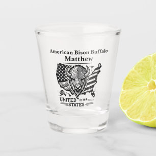 Verre A Shot Illustration de Golden Bison avec la carte et drap