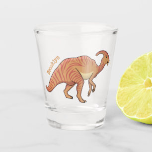 Verre A Shot Illustration de la caricature de dinosaure du para