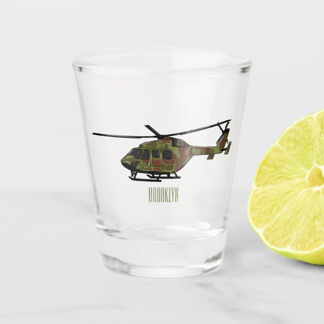 Verre A Shot Illustration de l'hélicoptère de l'armée (Devant)