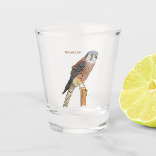 Verre A Shot Illustration d'oiseau américain Kestrel