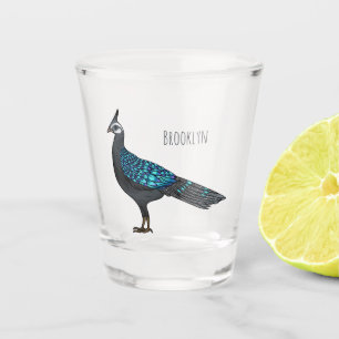 Verre A Shot Illustration d'oiseau de faisan paon de Palawan