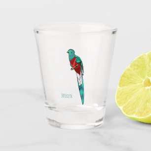 Verre A Shot Illustration d'oiseau de quetzal resplendissant