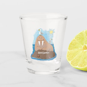 Verre A Shot Illustration drôle de morse joyeux
