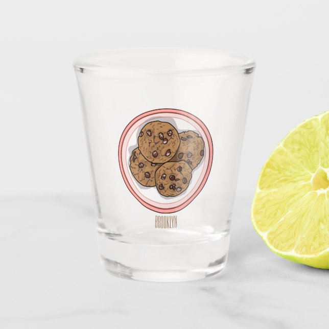 Verre A Shot Illustration du cookie de puce à chocolat (Devant)