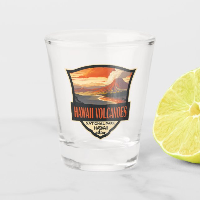 Verre A Shot Illustration du parc national des volcans d'Hawaii (Devant)