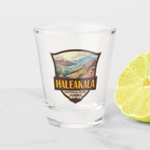 Verre A Shot Illustration du parc national Haleakala Badge rétr