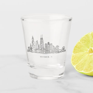 Verre A Shot Illustration du paysage urbain de Chicago IL