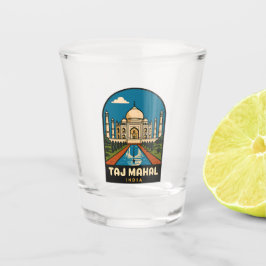 Verre A Shot Illustration du Vintage voyage rétro Taj Mahal Ind